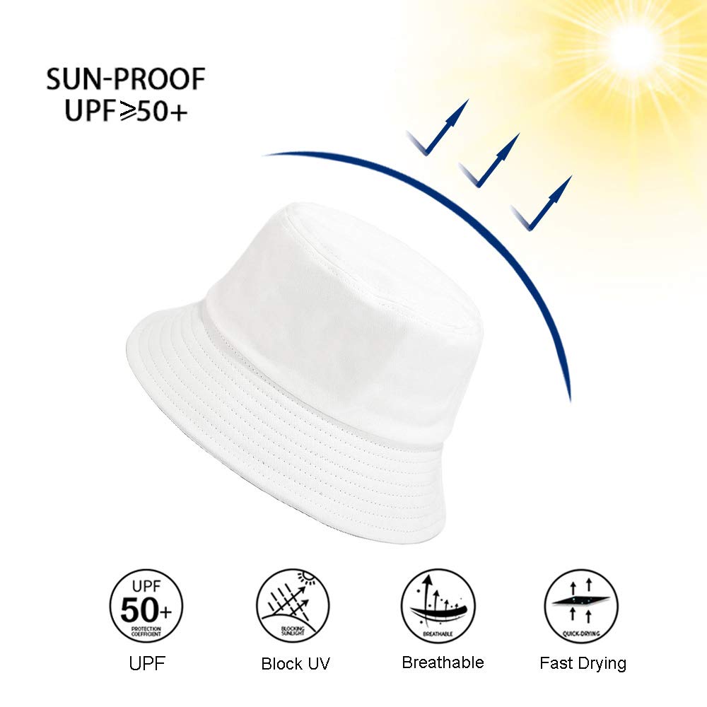 Solid white bucket hat complements any outfit