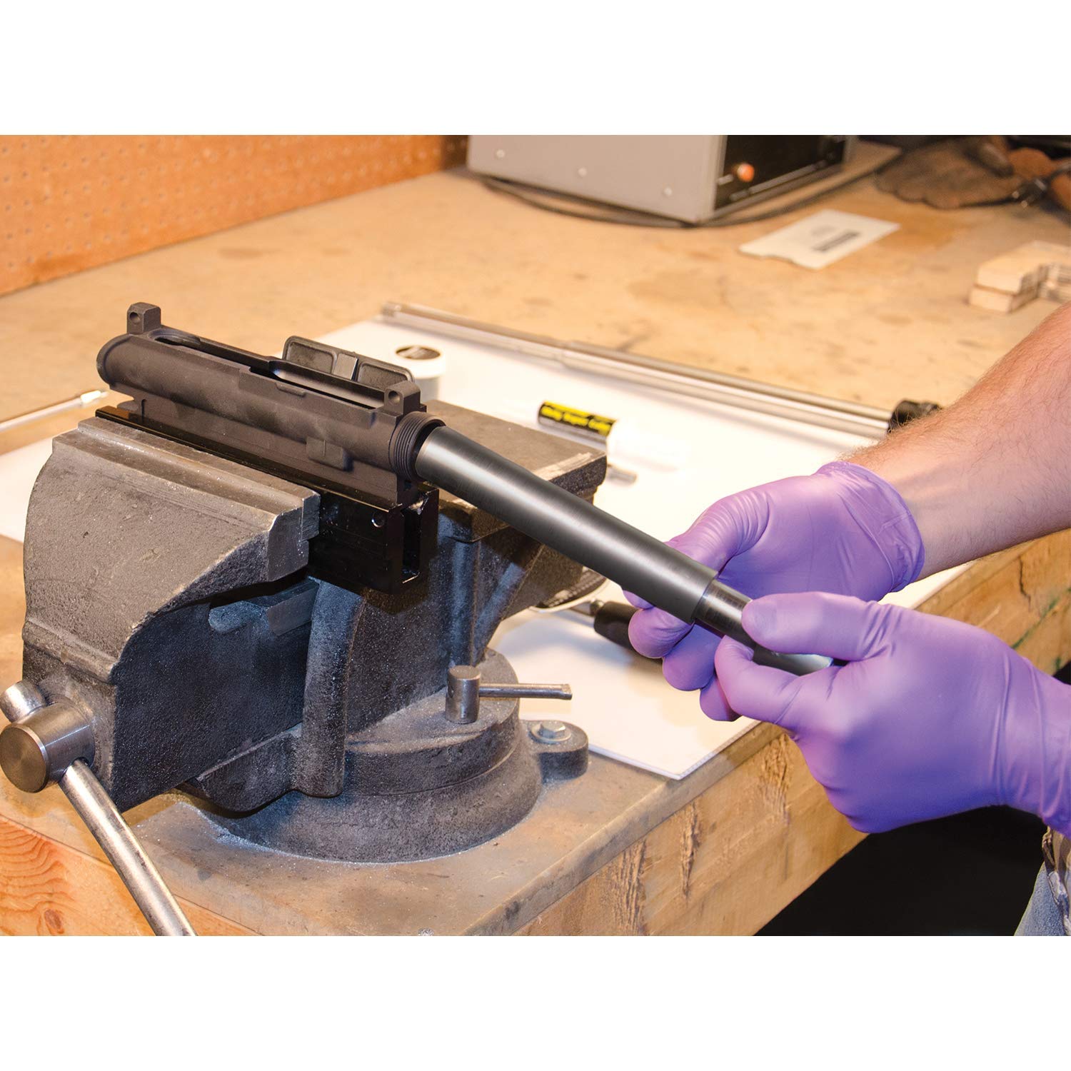 Lapping tool in use with a drill