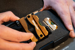 Close-up of integrated bubble level and magnetic Reference Level.