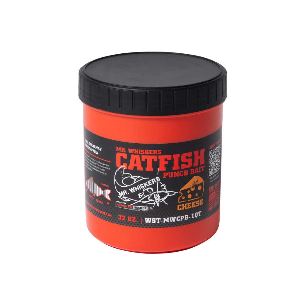 Whisker Seeker Mr. Whiskers cheese catfish punch bait in bottle attracts catfish quickly.