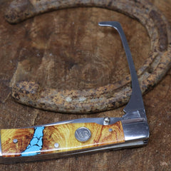 Whiskey Bent Hat Co. Slip joint pocket knife with clip for secure carry.