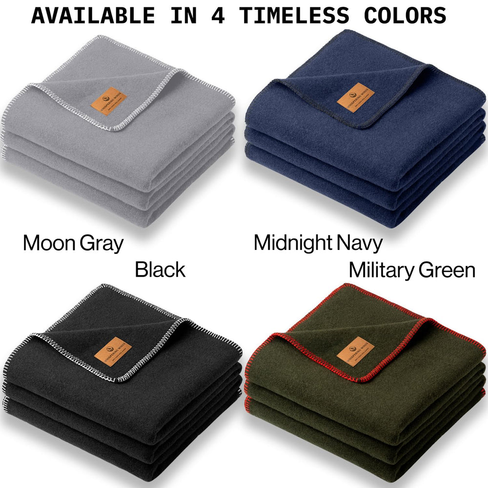 Whispering Winds 100% Wool Blanket campfire glow captures cozy outdoor shelter vibe.