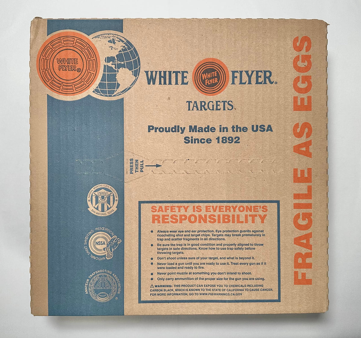 White Flyer 90count pigeon targets on rack for steady practice sessions