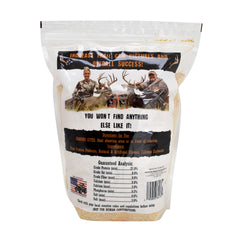 Close-up of White Oak Acorn Powder Deer Attractant label