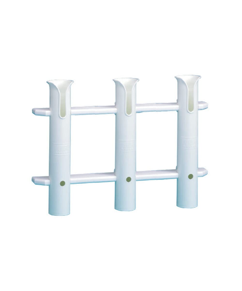 Whitecap Bluewater three-tube rod holder keeps fishing gear organized for quick access.