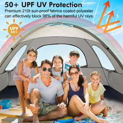 WhiteFang beach tent with 3 mesh windows boosts airflow to keep cool comfort.