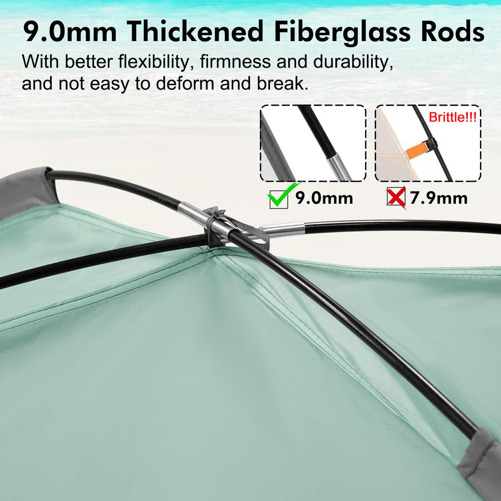 WhiteFang Beach Tent 9mm fiberglass rods offer sturdy, flexible support