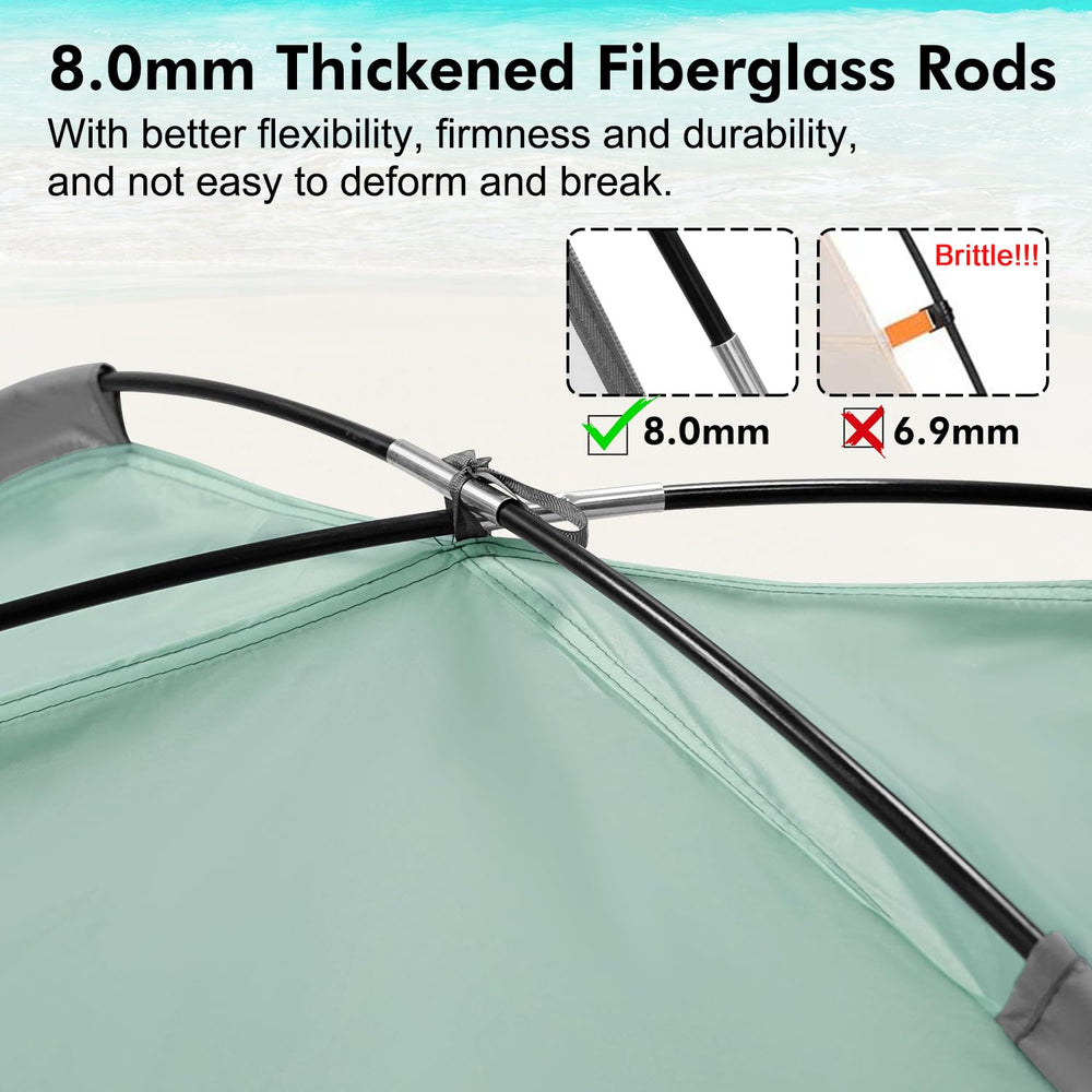 WhiteFang beach tent mint green front entry view for easy access and privacy