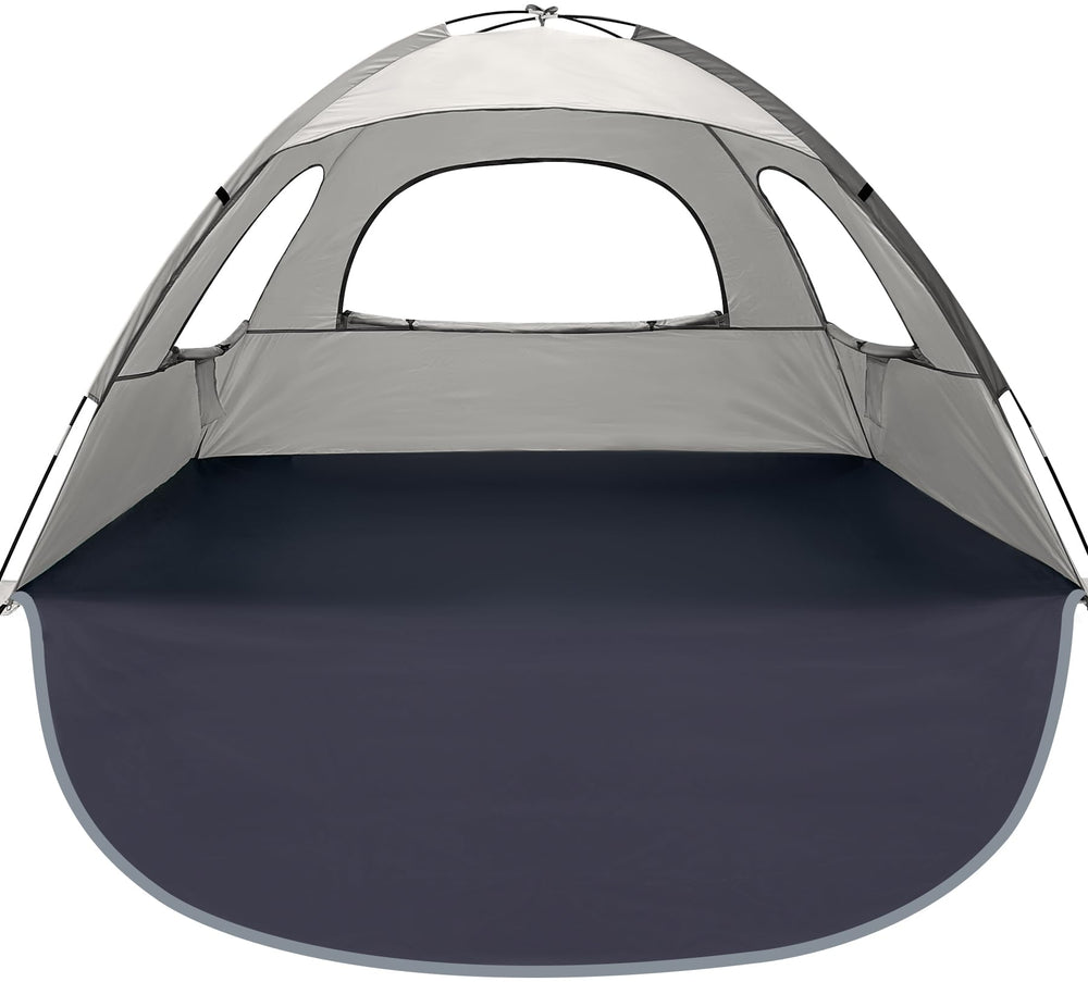 WhiteFang beach tent assembly demonstrates quick setup for sun protection and family shade on the sand.