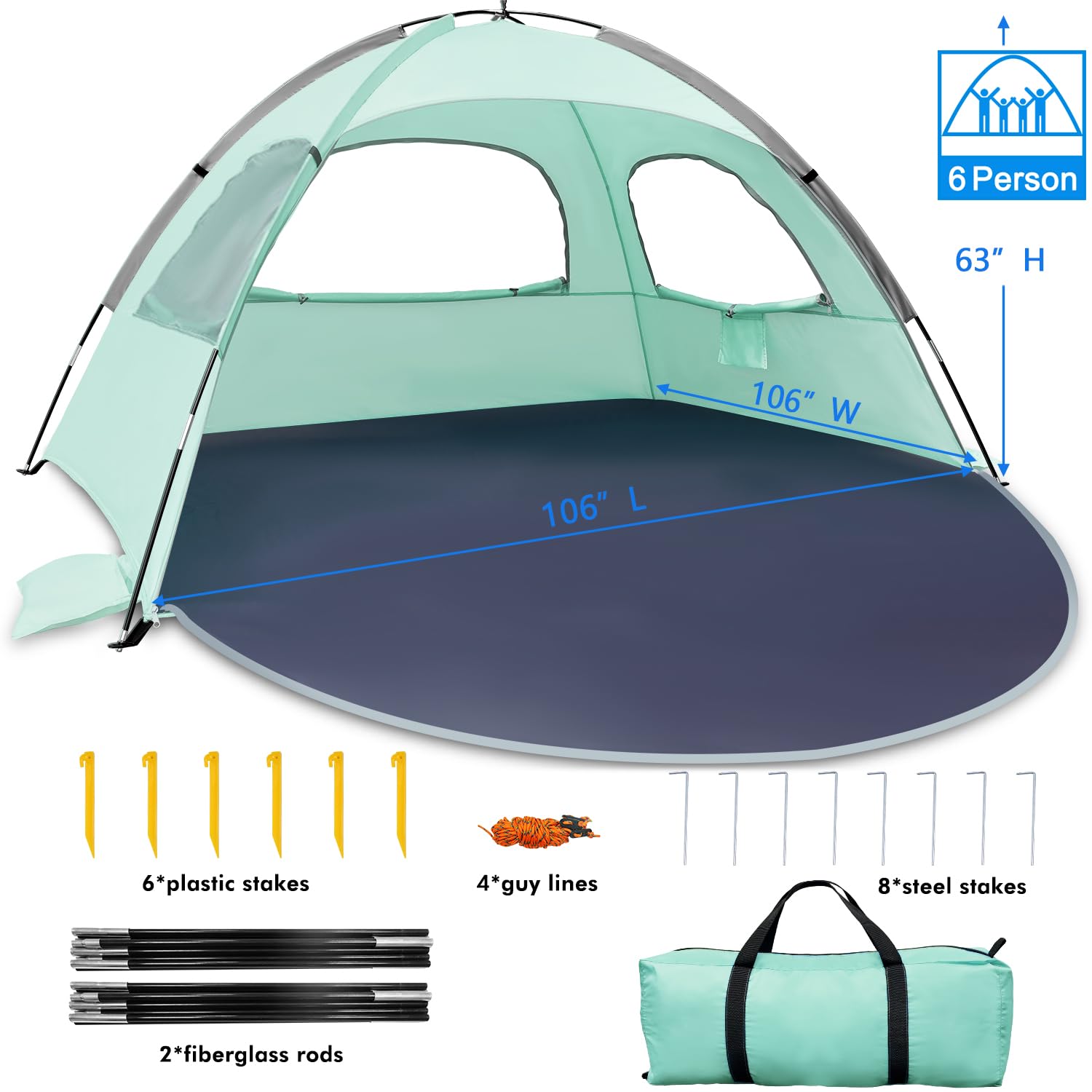 WhiteFang Beach Tent setup on the sand for family shade and comfort.