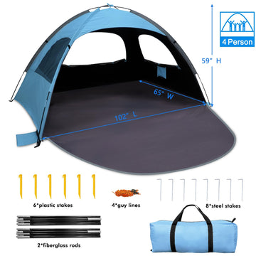 WhiteFang Beach Tent blue carry bag included for easy transport and storage