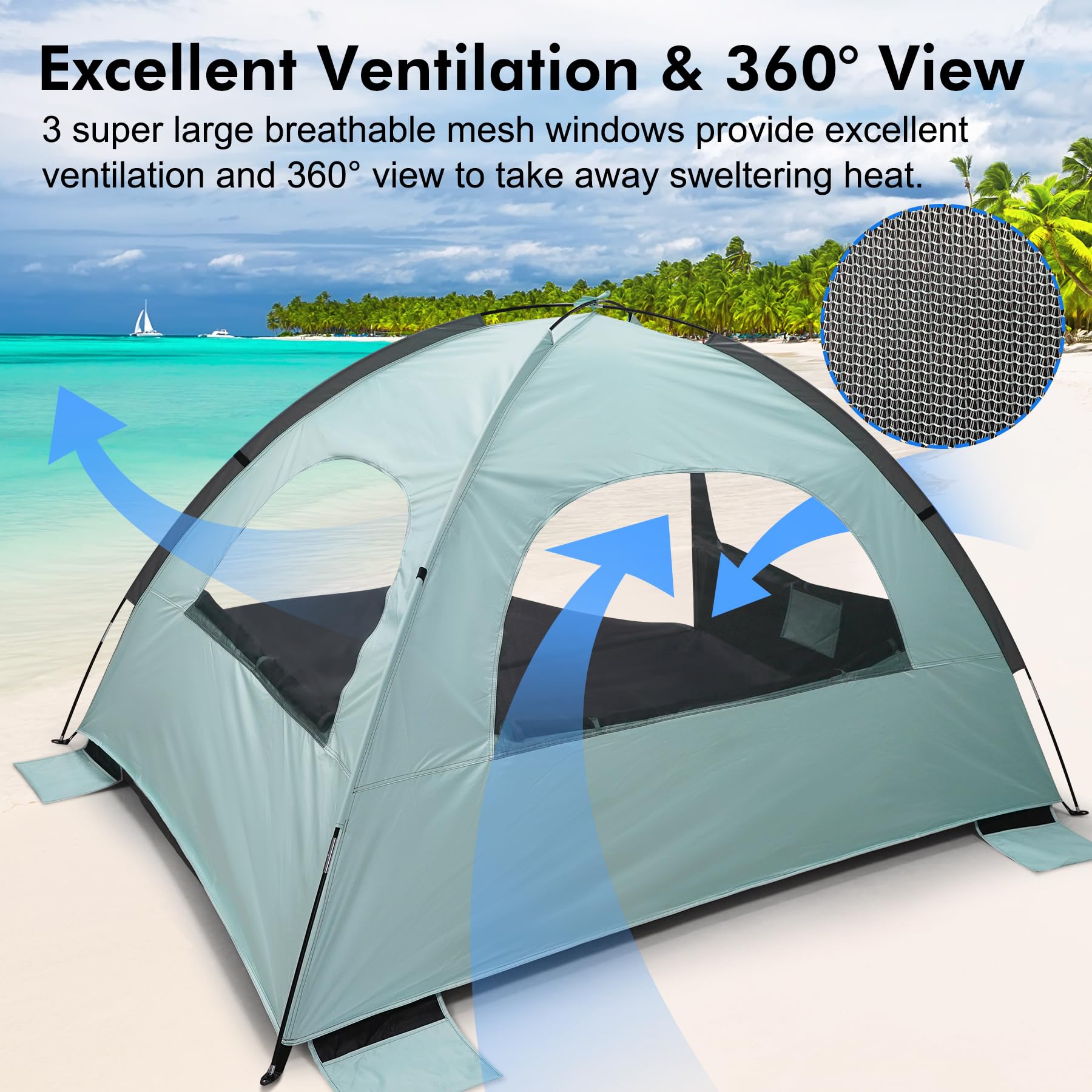 WhiteFang Beach Tent extendable floor adds extra room for activities