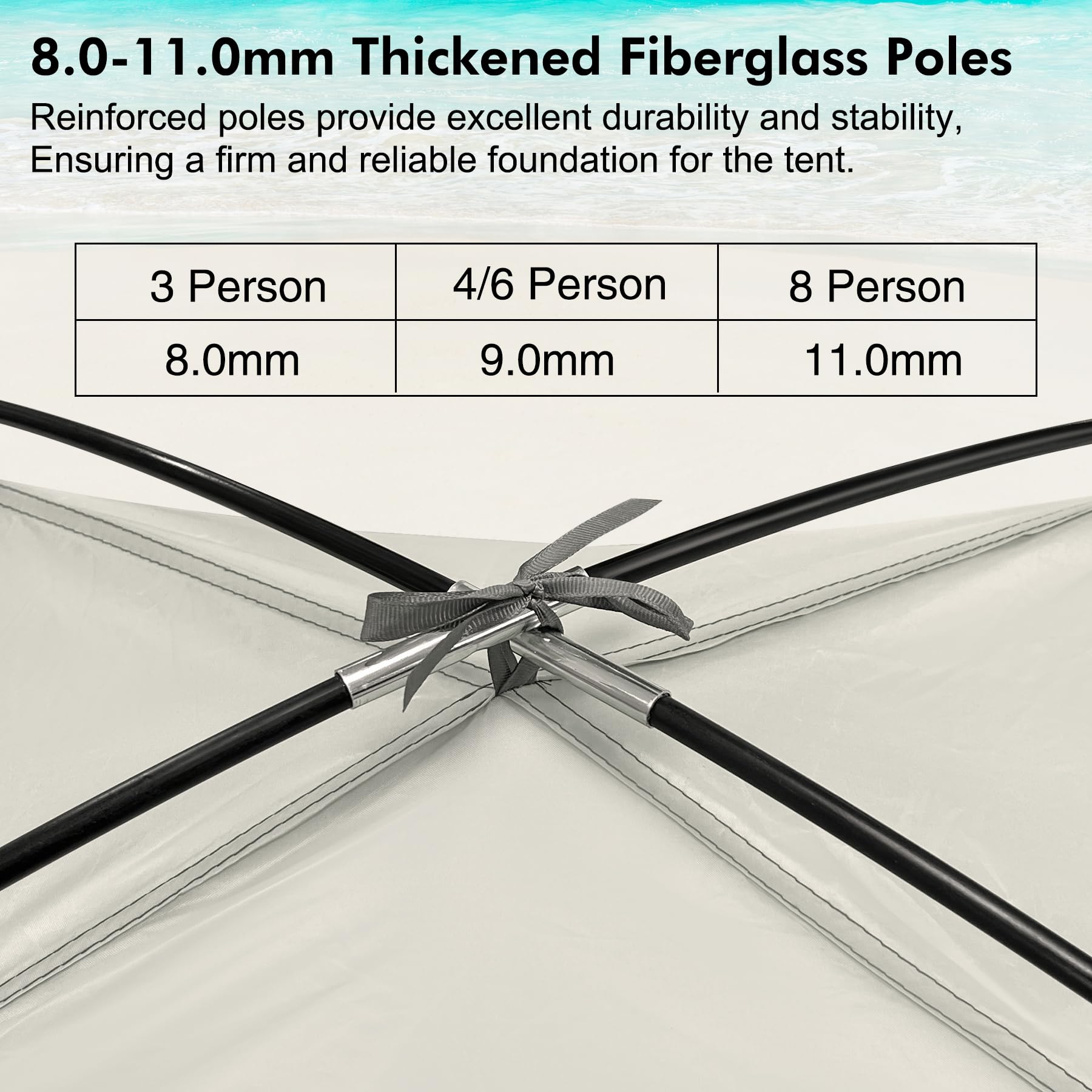 WhiteFang Beach Tent extended floor detail highlights extra space and versatile play area