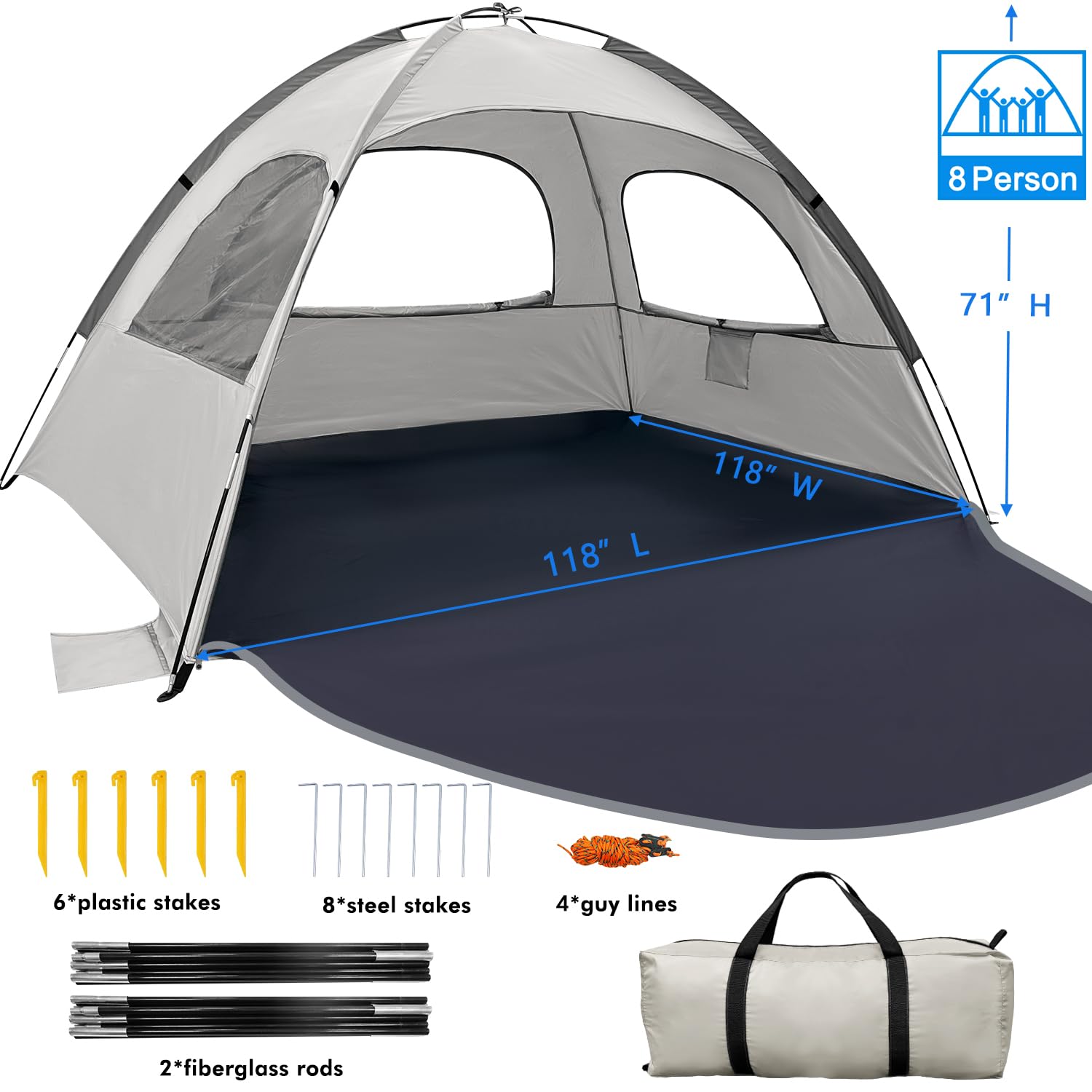 WhiteFang Beach Tent family-use scene shows kids and adults enjoying shaded comfort