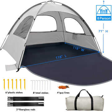 WhiteFang Beach Tent family-use scene shows kids and adults enjoying shaded comfort