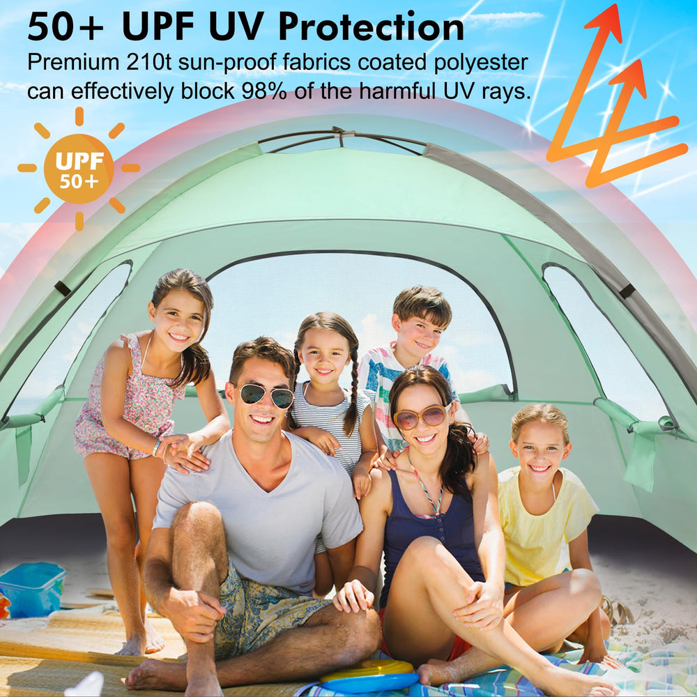 WhiteFang Beach Tent with large mesh windows promoting airflow and cooling.