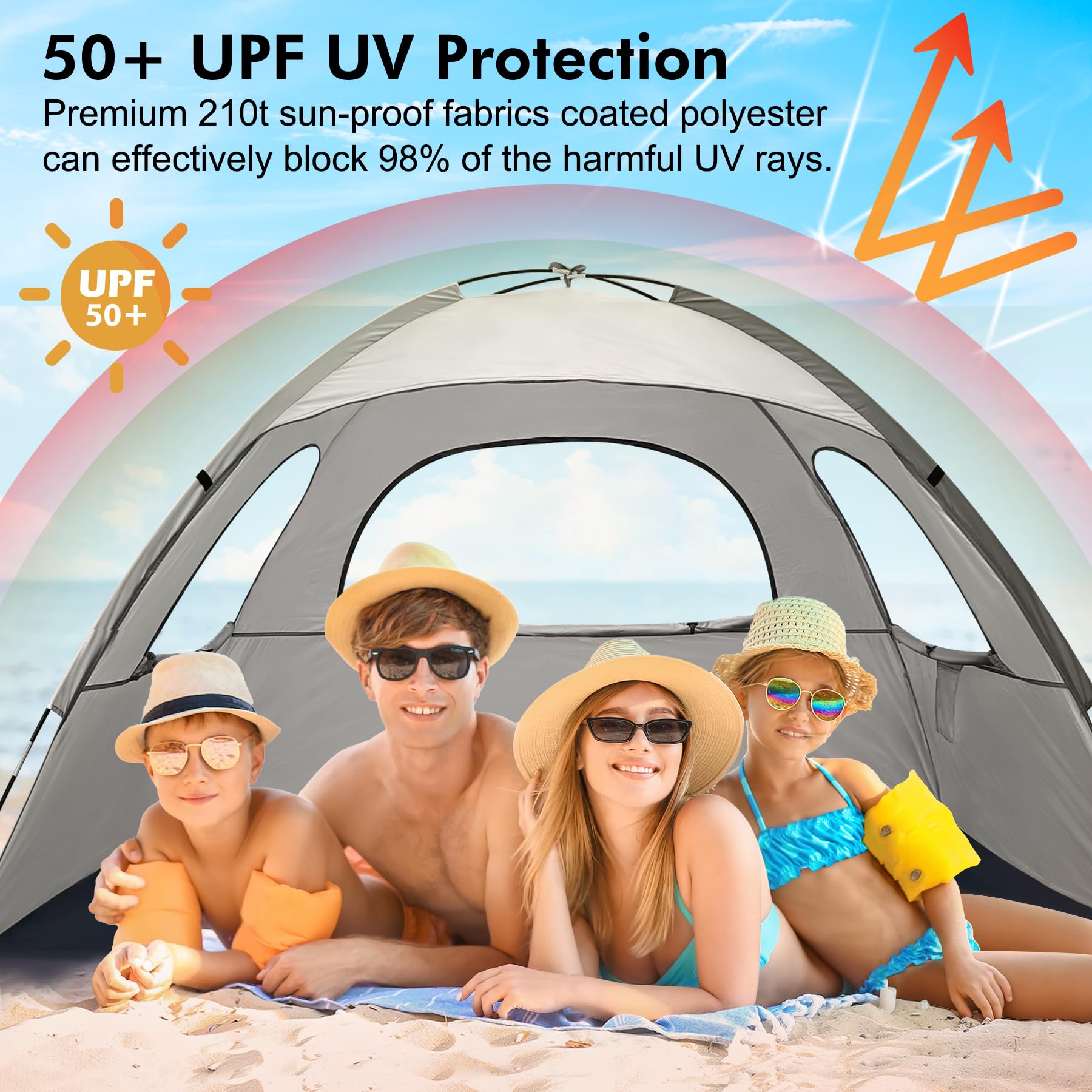 WhiteFang Beach Tent mesh windows enhance airflow and cooling.