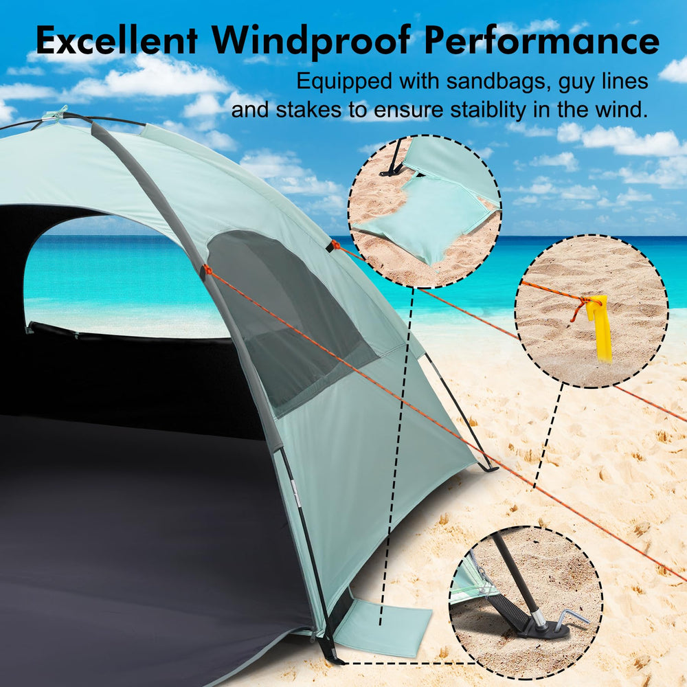 WhiteFang Beach Tent mesh windows enable ventilation and airflow