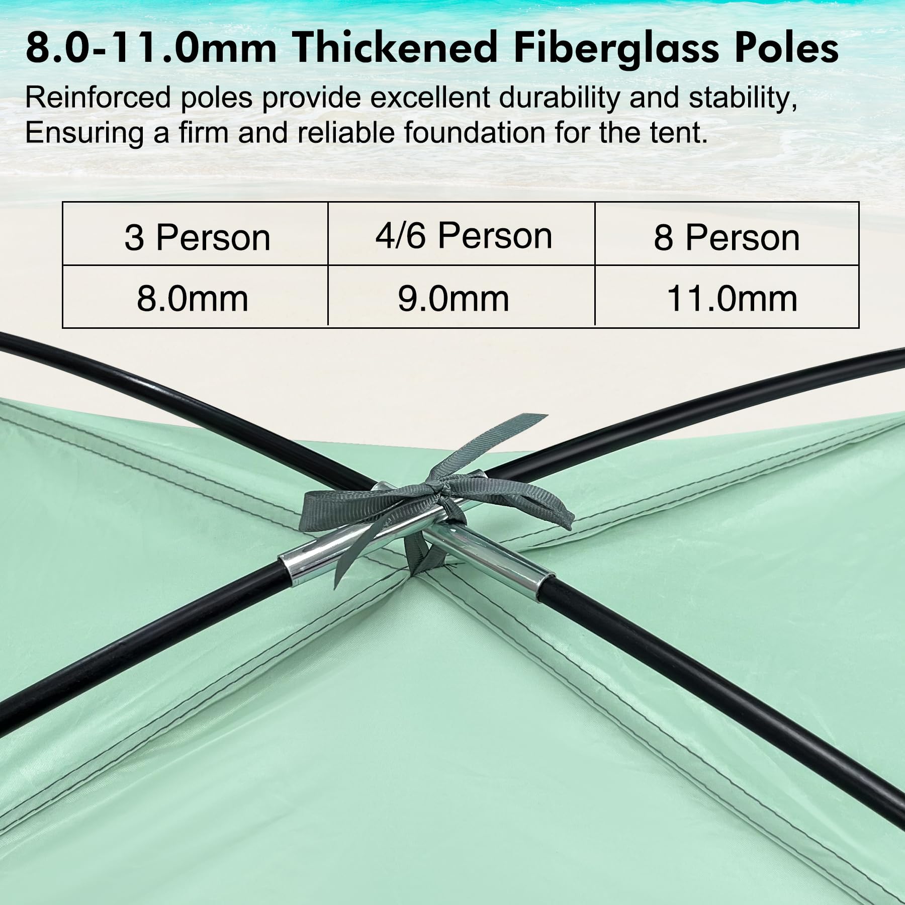 WhiteFang Beach Tent mesh windows promote airflow for a cooler beach day.