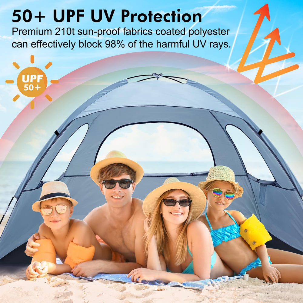 WhiteFang Beach Tent mesh windows boost airflow for cooling.
