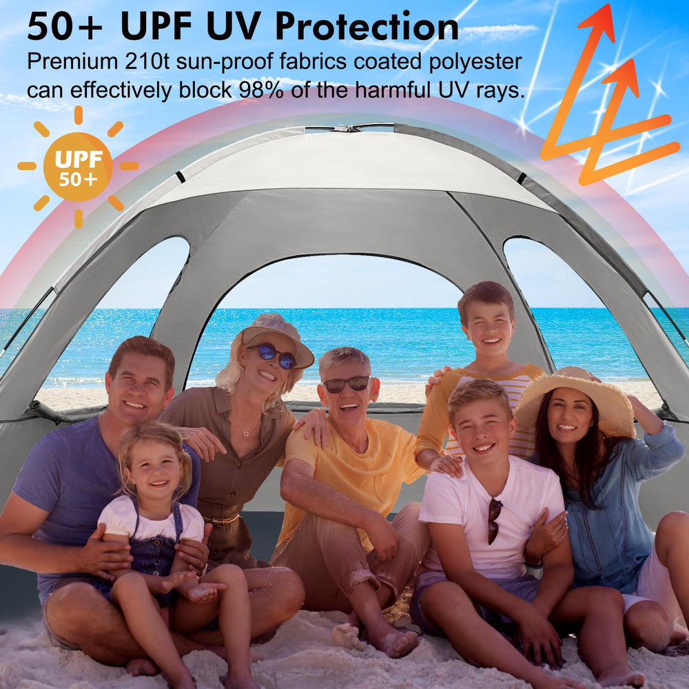 WhiteFang Beach Tent mesh-windows improve airflow for a cooler, more comfortable day at the shore
