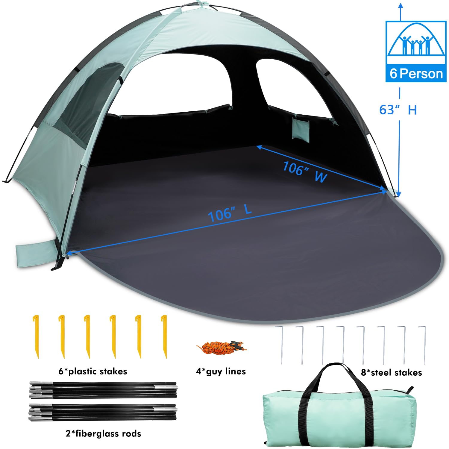 WhiteFang Beach Tent omni-directional zipper enables easy entry and private space when needed