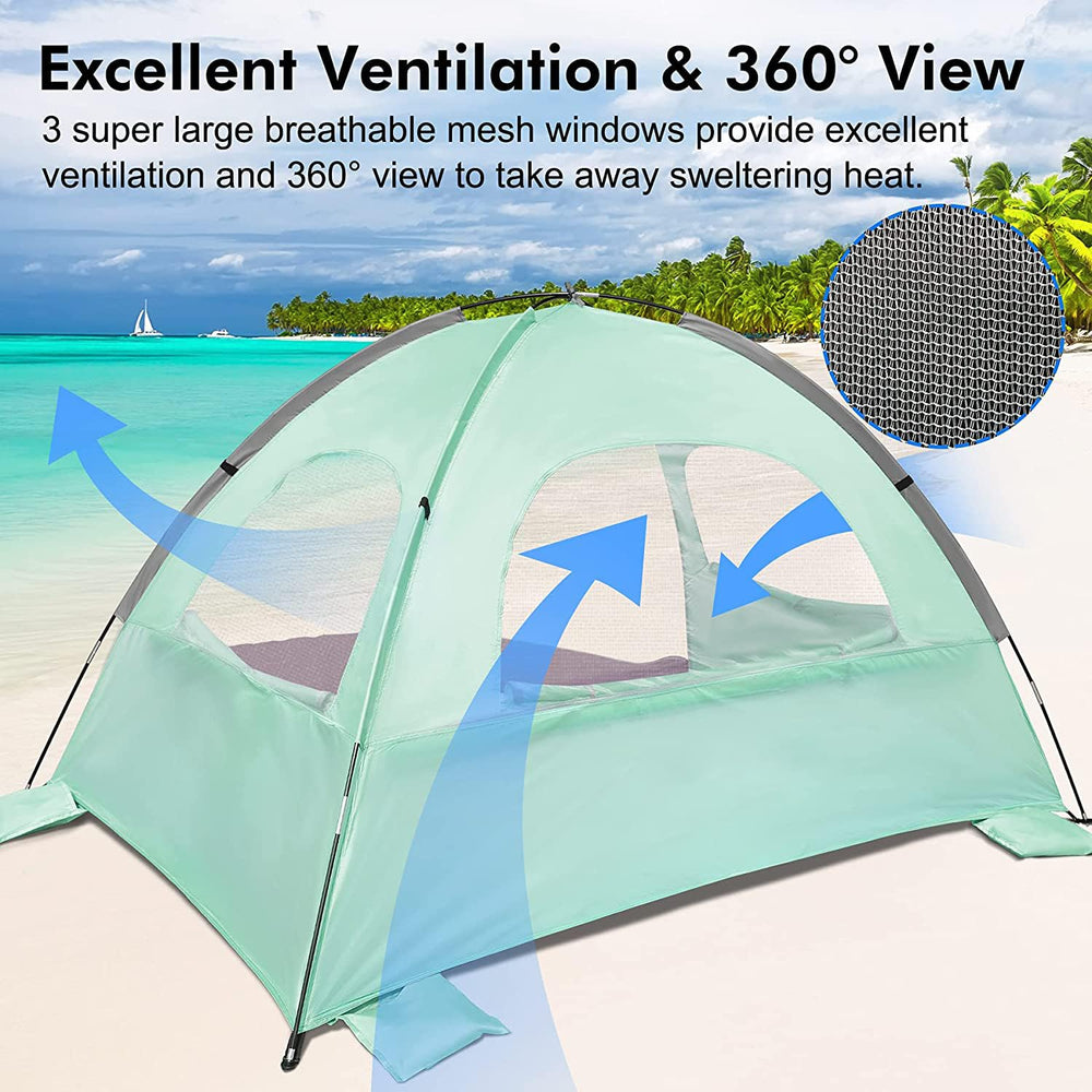 WhiteFang Beach Tent omni-directional zipper enabling private entry and exit.