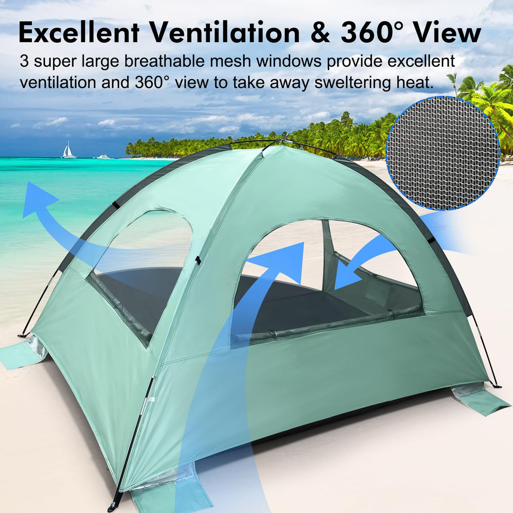 WhiteFang Beach Tent omni-zip floor entry supports easy access and privacy.