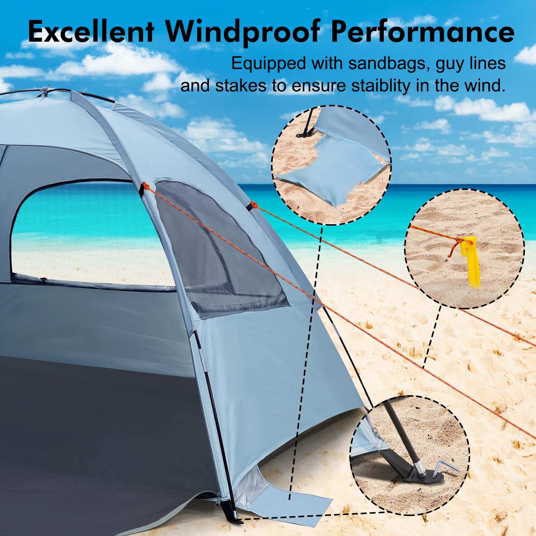 WhiteFang Beach Tent portable carry bag enables easy transport to the coast.