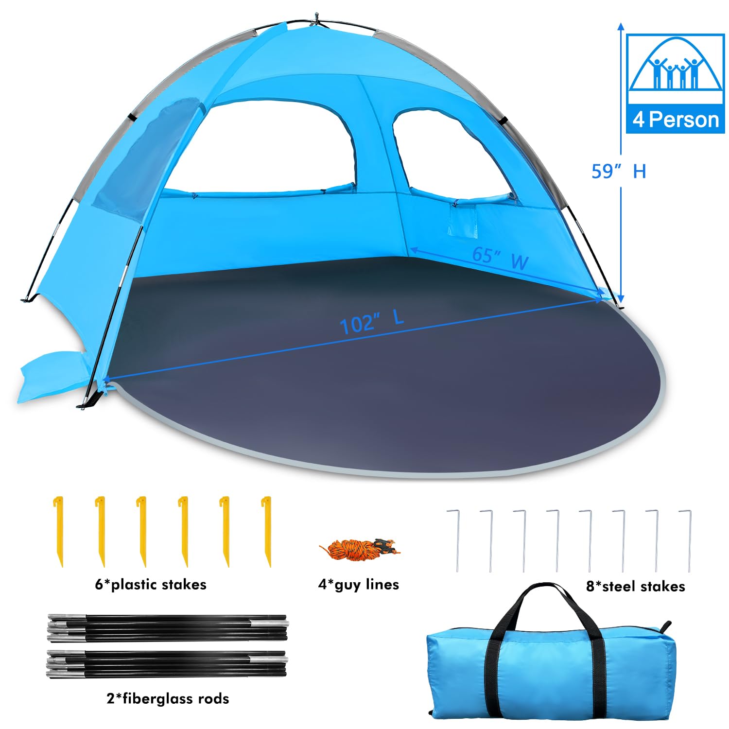WhiteFang Beach Tent packed in carrying bag for portable travel