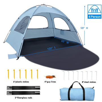 WhiteFang Beach Tent comes with portable carry bag for simple transport.
