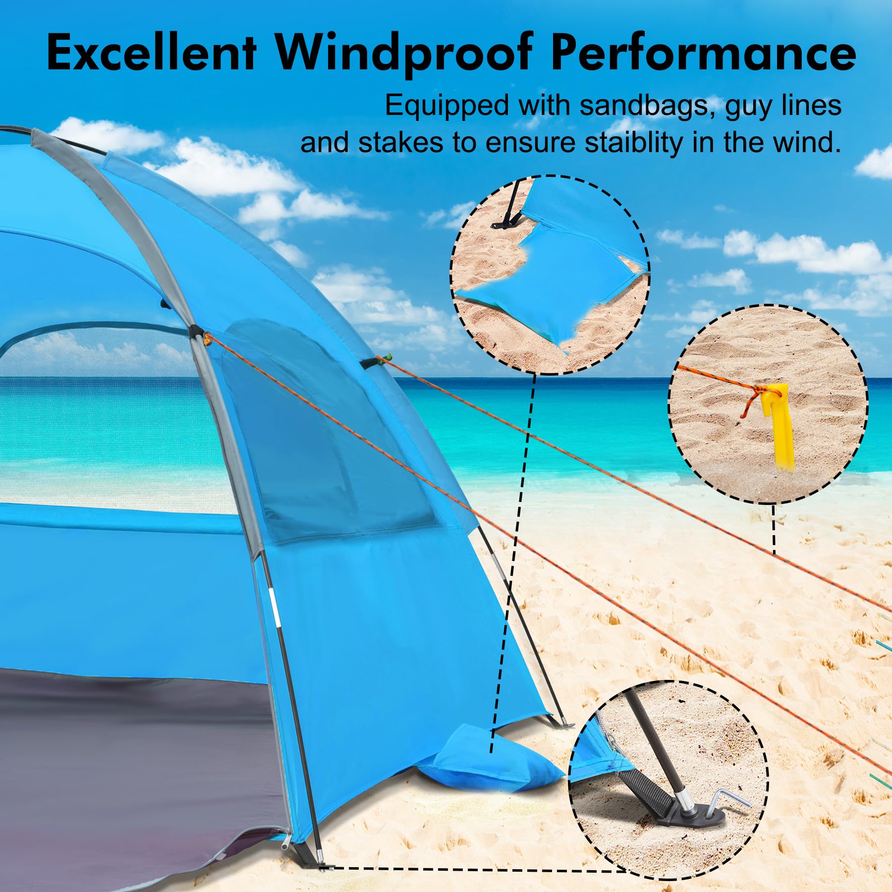 Omni-directional zipper on WhiteFang Beach Tent for privacy and easy access