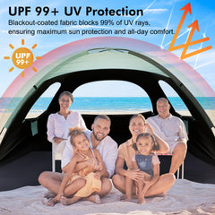WhiteFang Beach Tent UV-blocking coating keeps you cool under bright sun