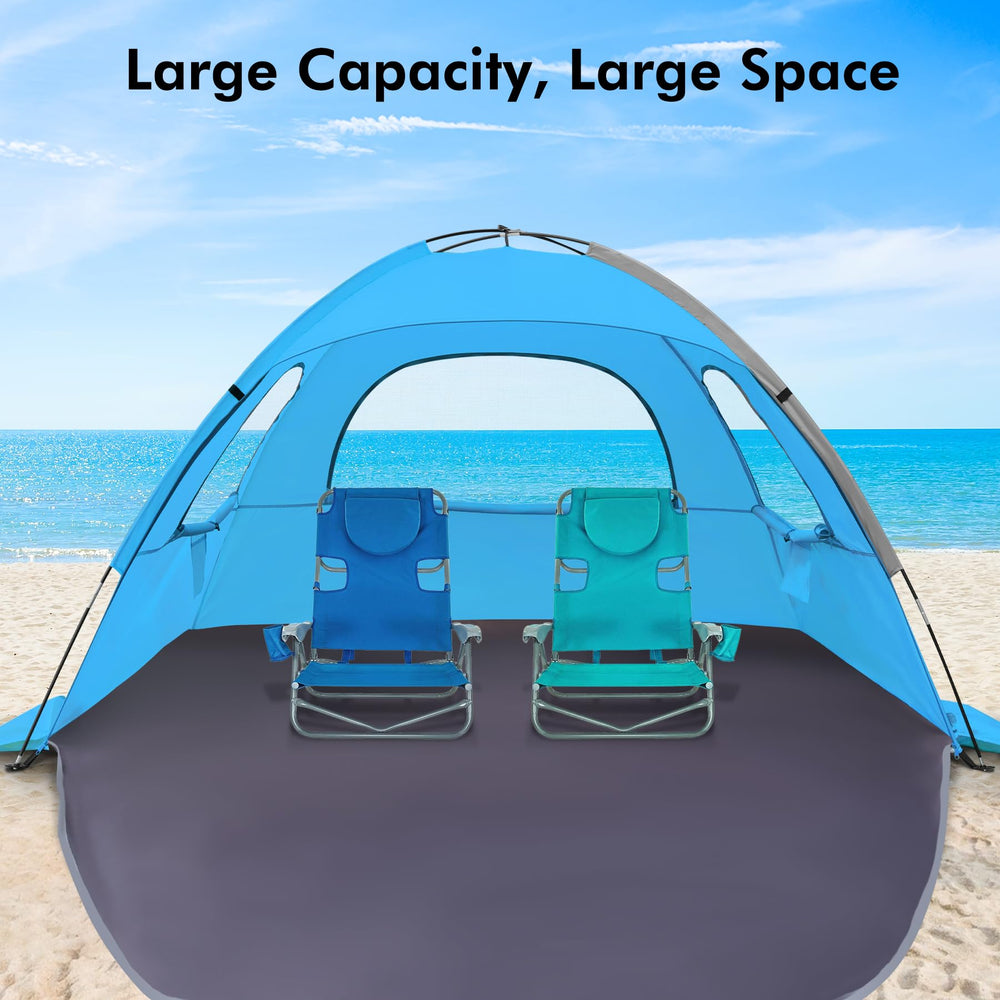 Three ventilating mesh windows on WhiteFang Beach Tent for better airflow