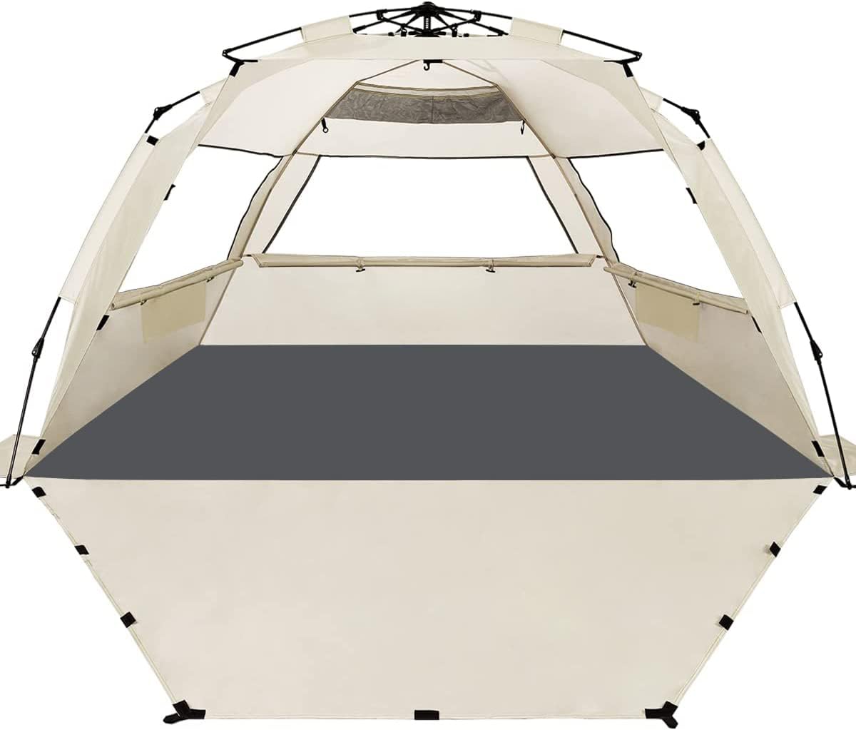 WhiteFang Deluxe XL beach tent fully set up for family shade and comfort