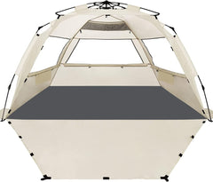 WhiteFang Deluxe XL beach tent fully set up for family shade and comfort