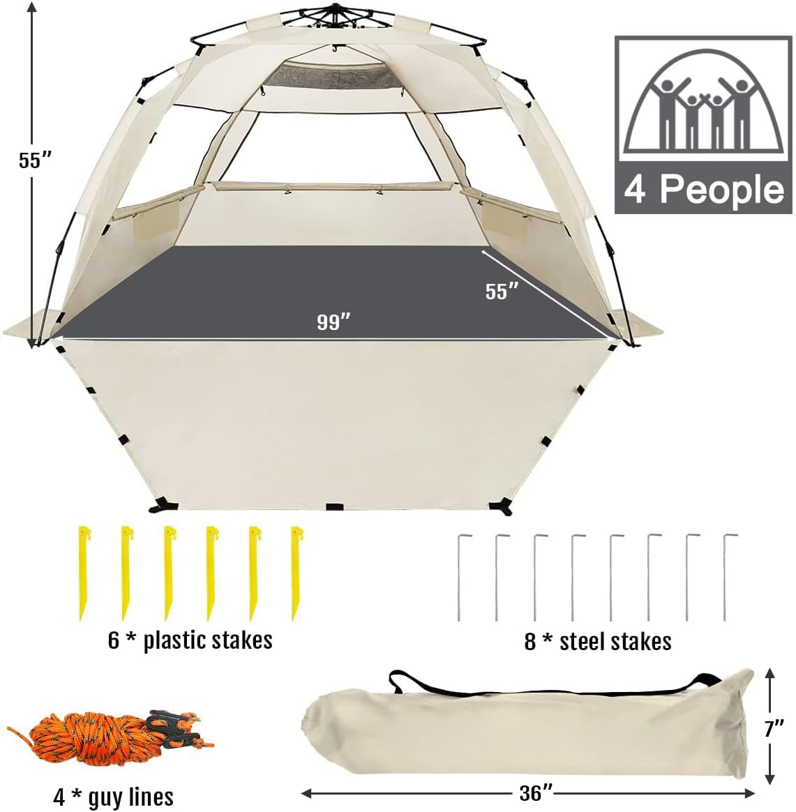 WhiteFang Deluxe XL privacy floor closed with Velcro for changing