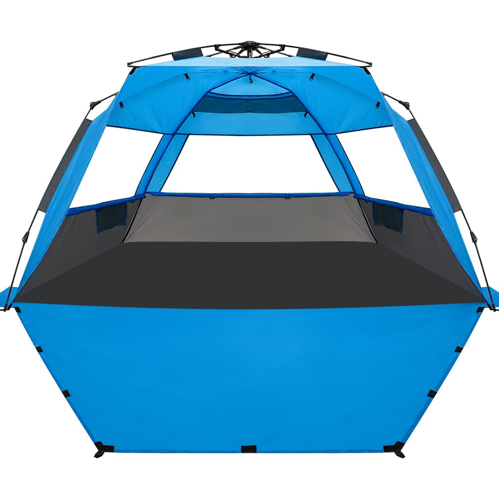 WhiteFang Deluxe XL pop-up beach tent setup shows quick shade for family outings