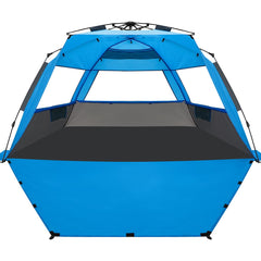 WhiteFang Deluxe XL pop-up beach tent setup shows quick shade for family outings