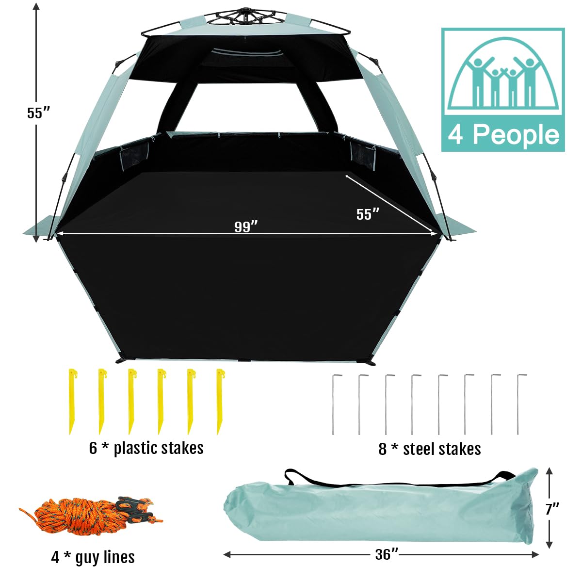 WhiteFang XL carrying bag and stakes simplify transport and quick setup