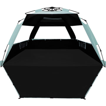 WhiteFang XL pop up beach tent exterior in mint green offering portable shade