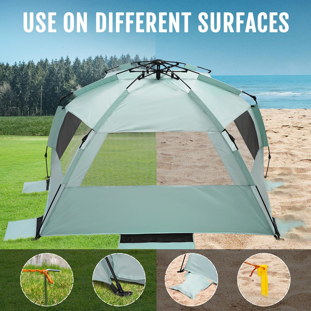 WhiteFang XL mint-green tent color adds stylish beach gear with sun protection
