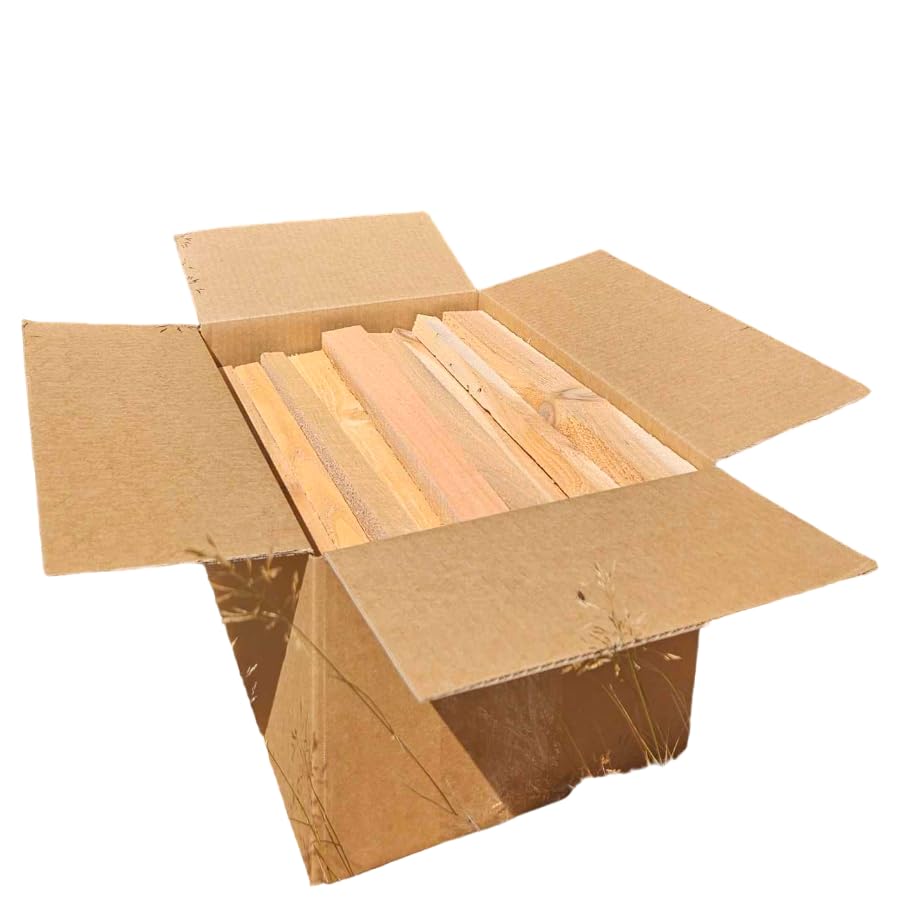 Whitehorse Acres cedar kindling box, top view, ready to spark cozy fires