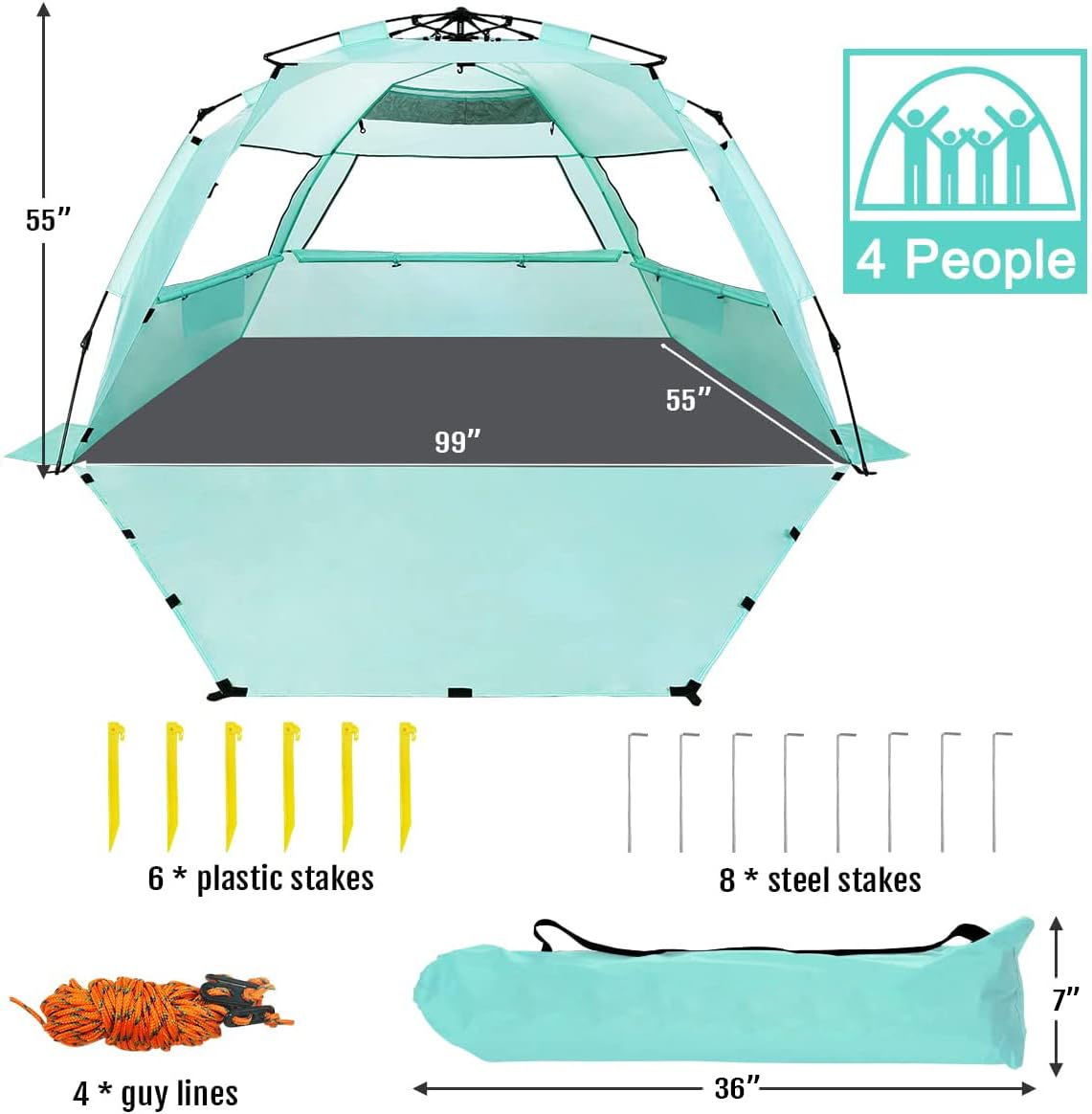 WhiteFang Deluxe XL included stakes and sandbags for sturdy setup