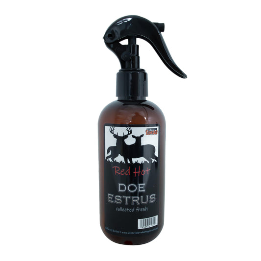 8 oz bottle of Doe Estrous scent with label on white background