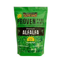 Whitetail Products Gone Wild alfalfa seed packaging with UV protection for germination