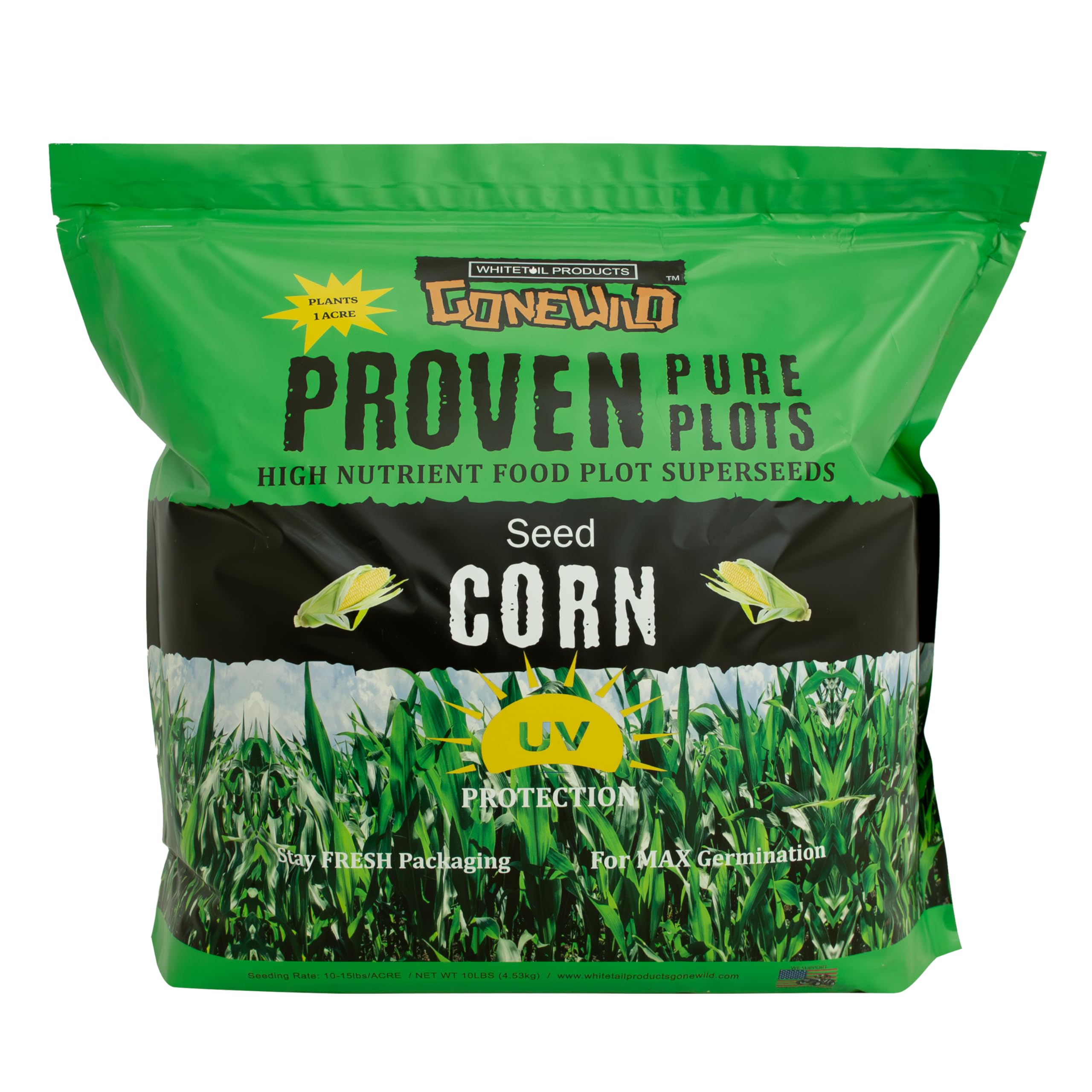 Whitetail Products Gone Wild corn seed field planting supports wildlife forage