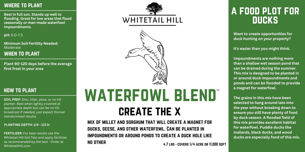 Flooded field with Whitetail Hill Waterfowl Blend attracting waterfowl.