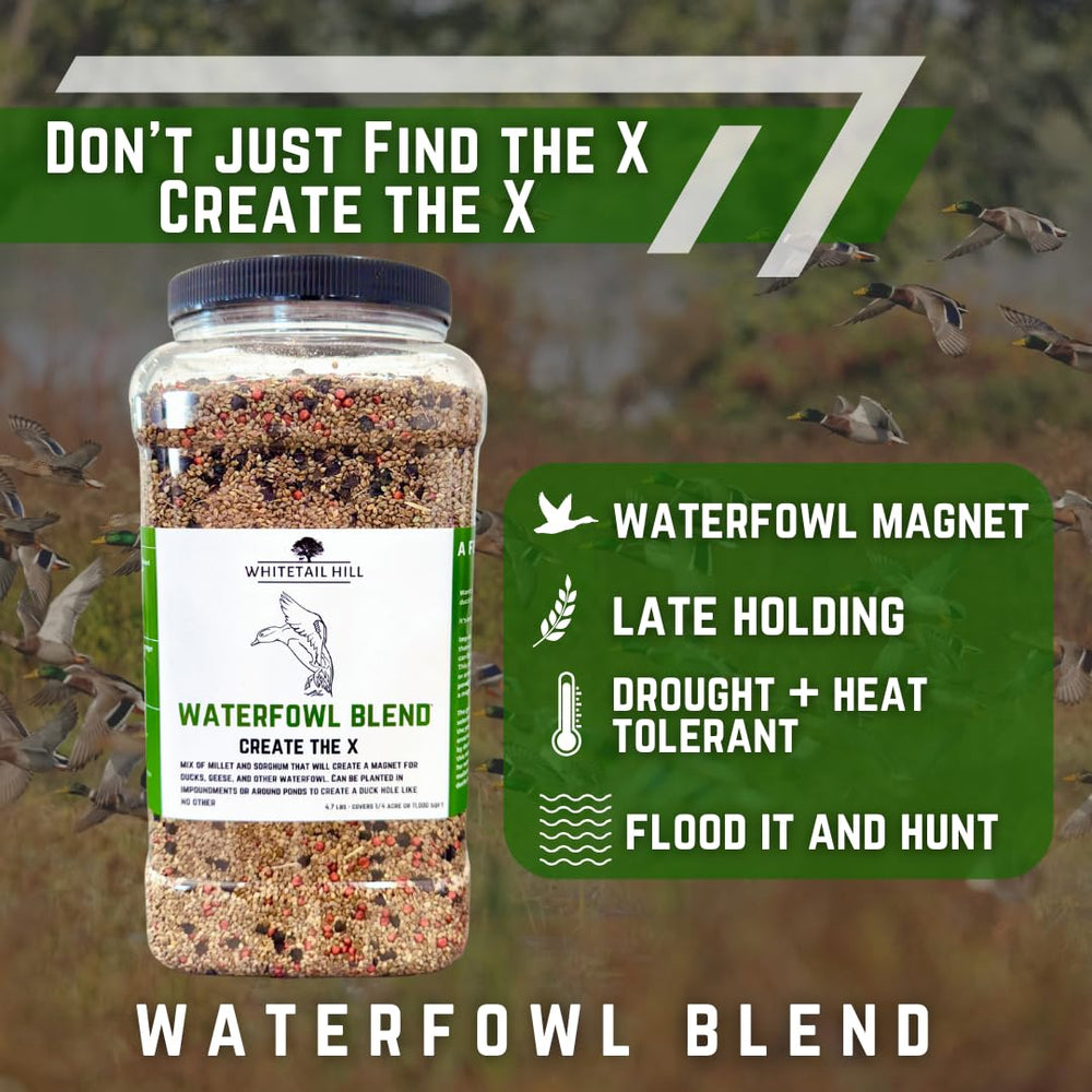 Seeds ready to be planted around a pond or impoundment with Whitetail Hill mix.