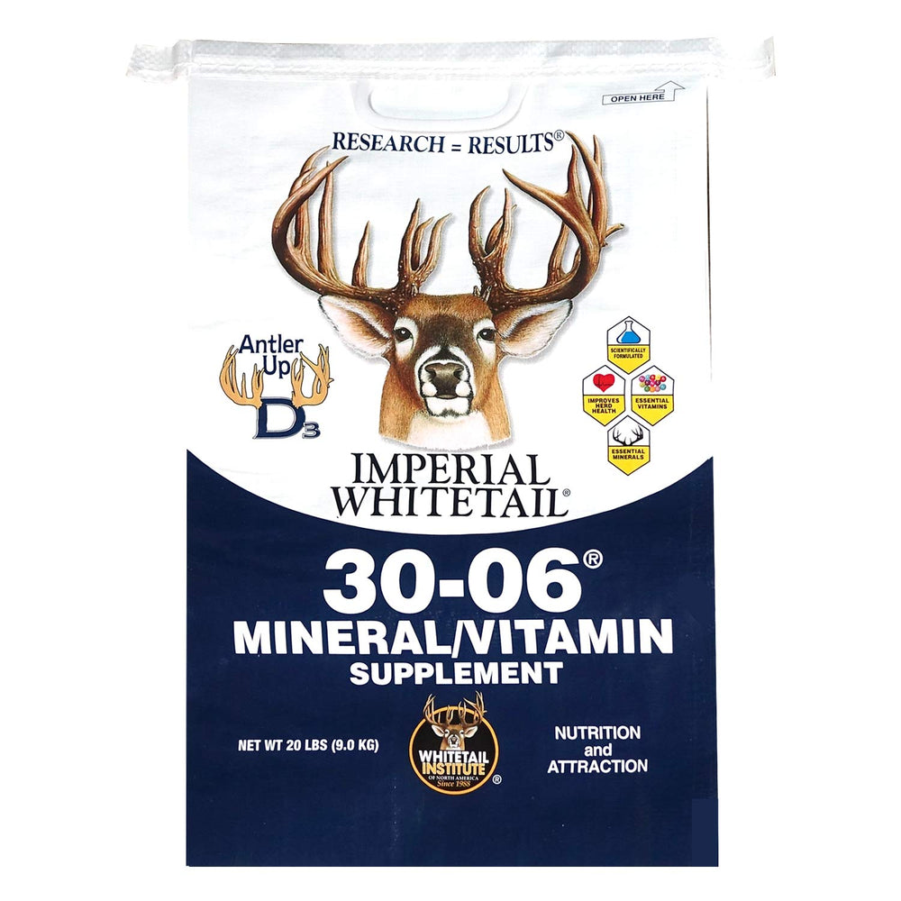 Whitetail Institute product label on mineral supplement bag